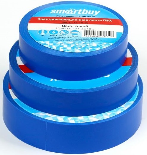 Изолента ПВХ Smartbuy 15 мм х 20 м синяя SBE-IT-15-20-db
